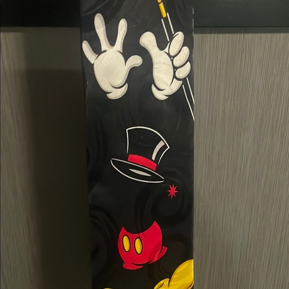Black Silk Tie with White, Red and Yellow Character Motif